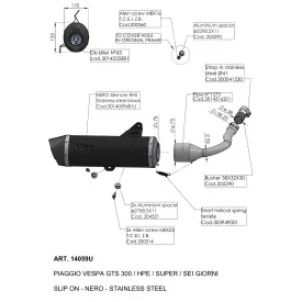 Leovince Vespa GTS 300 HPE/SUPER/SEI GIORNI NERO 14059U