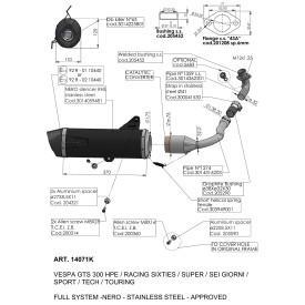 Leovince Vespa GTS 300 HPE/RACING SIXTIES/SUPER/SEI GIORNI/SPORT/TECH/TOURING NERO 14071K