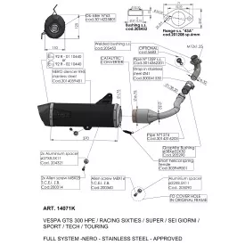 Leovince Vespa GTS 300 HPE/RACING SIXTIES/SUPER/SEI GIORNI/SPORT/TECH/TOURING NERO 14071K