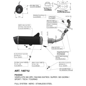 Exhaust Leovince Vespa GTS 300 HPE/RACING SIXTIES/SUPER/SEI GIORNI/SPORT/TECH/TOURING 2021/2024 14071U