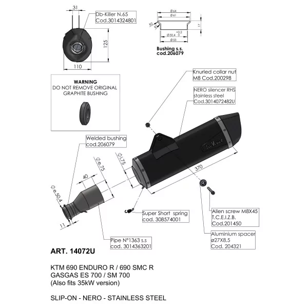 Leovince Gas Gas ES 700 NERO