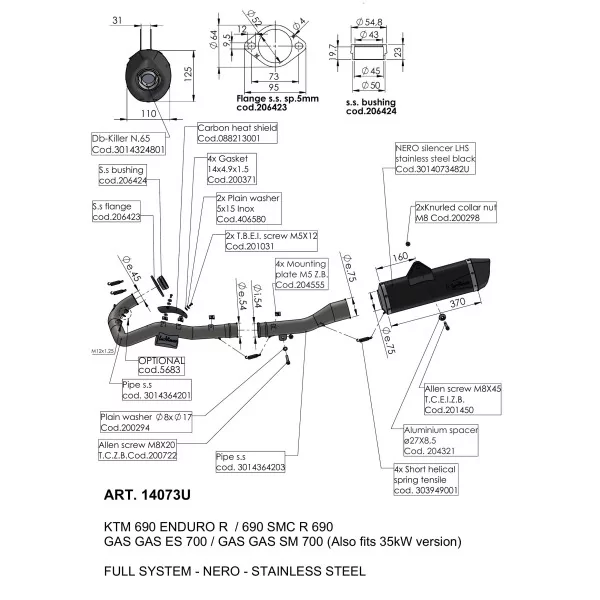 Leovince Gas Gas ES 700 NERO