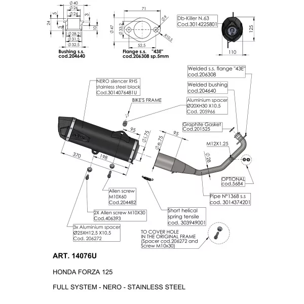 Leovince Honda Forza 125 Nero