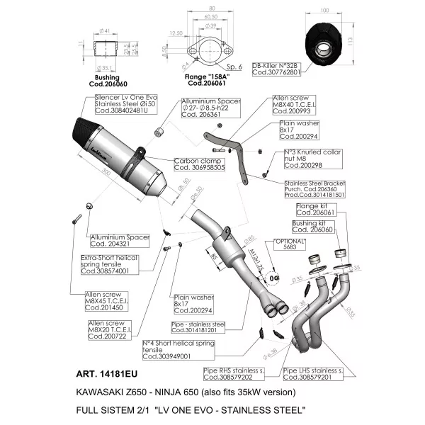 Leovince Kawasaki NINJA 650 LV ONE EVO