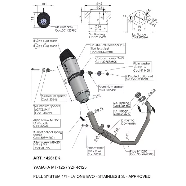 Leovince Yamaha YZF-R 125 LV ONE EVO