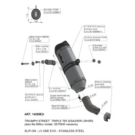 Leovince Triumph STREET TRIPLE 765 S/SA2/R/R LRH/RS LV ONE EVO 14288EU