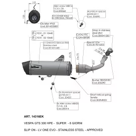 Leovince Vespa GTS 300 HPE/SUPER/SEI GIORNI LV ONE EVO 14316EK