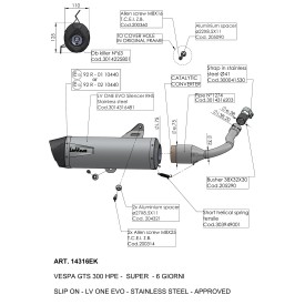 Exhaust Leovince Vespa GTS 300 HPE/SUPER/SEI GIORNI 2019/2020 14316EK