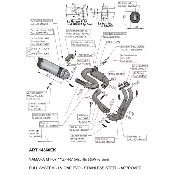 Leovince Yamaha MT-07 LV ONE EVO