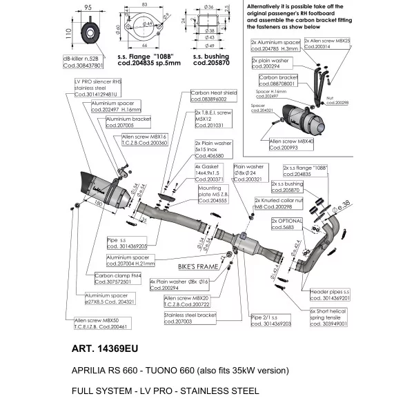 Leovince Aprilia TUONO 660 LV PRO