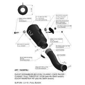 Leovince Ducati MONSTER 797 LV-10 FULL BLACK 15206FBU