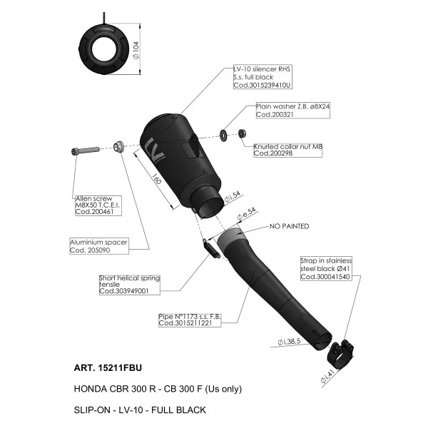 Leovince Honda CBR 300 R LV-10 FULL BLACK