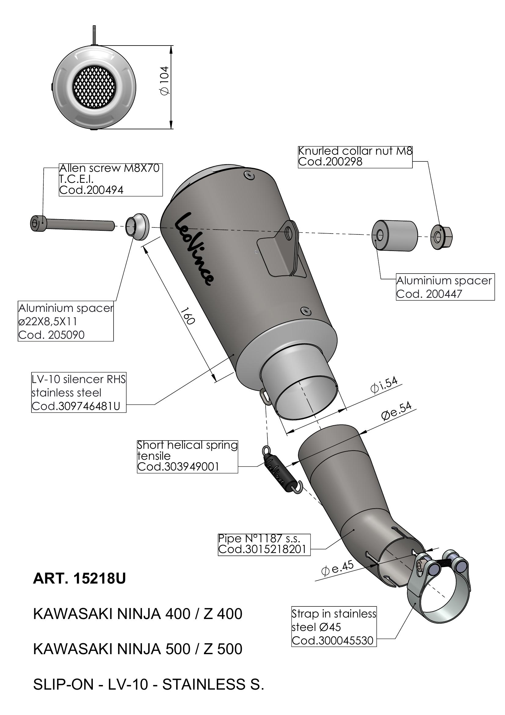 Exhaust Leovince Kawasaki NINJA 400 2022/2023 15218U