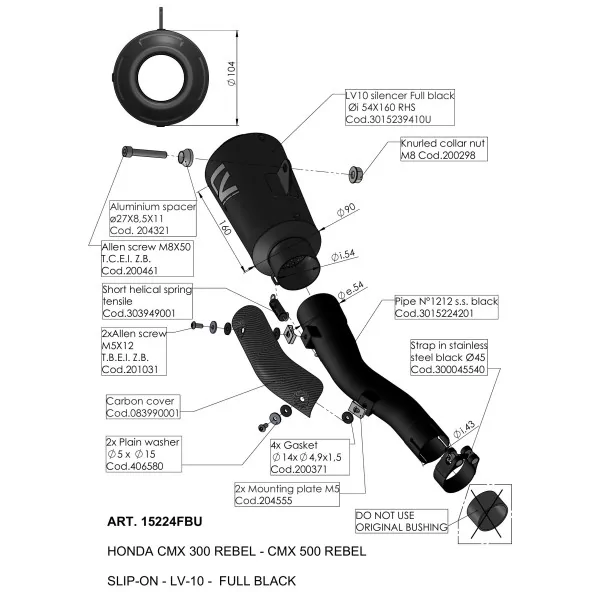 Leovince Honda CMX 500 REBEL LV-10 FULL BLACK