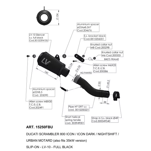 Leovince Ducati SCRAMBLER 800 ICON/ICON DARK/NIGHTSHIFT/URBAN MOTARD LV-10 FULL BLACK