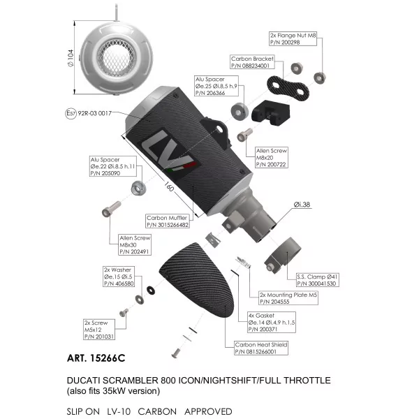 Leovince Ducati SCRAMBLER 800 ICON/FULL THROTTLE/NIGHT SHIFT LV-10 CARBON FIBER