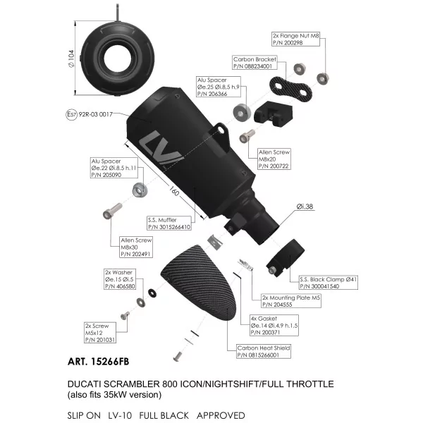 Leovince Ducati SCRAMBLER 800 ICON/FULL THROTTLE/NIGHT SHIFT LV-10 FULL BLACK