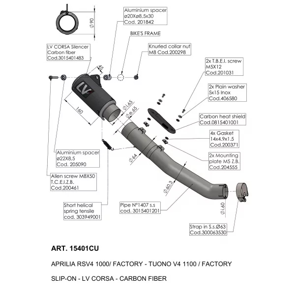 Leovince Aprilia RSV4 1100/FACTORY LV CORSA CARBON FIBER