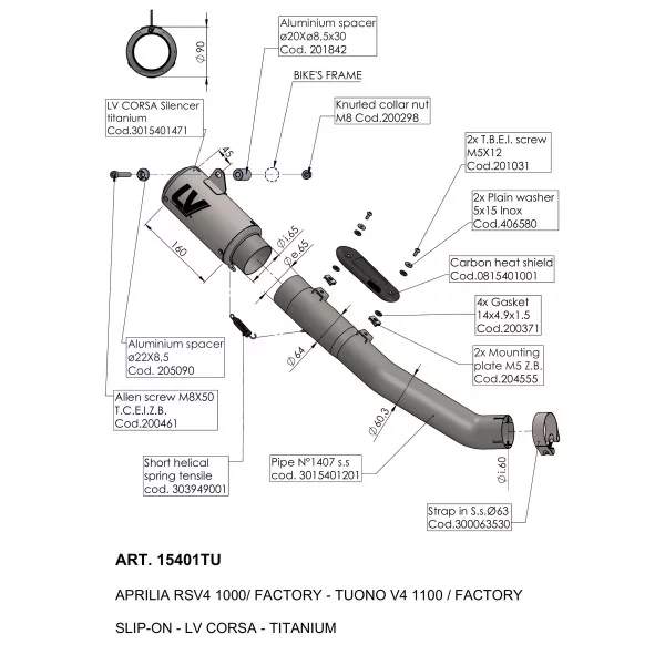 Leovince Aprilia RSV4 1100/FACTORY LV CORSA TITANIUM