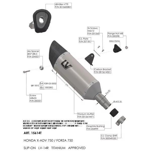 Leovince Honda FORZA 750 LV-14 R TITANIUM