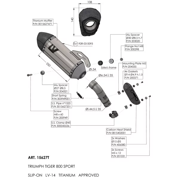 Leovince Triumph TIGER SPORT 800 LV-14 TITANIUM