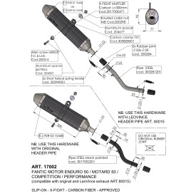 Echappement Leovince Fantic Motor ENDURO 50/MOTARD 50/COMPETITION/PERFORMANCE 2019/2020 17002
