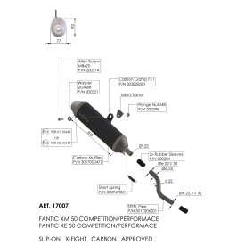 Leovince Fantic Motor XE 50 COMPETITION/PERFORMANCE - XM 50 COMPETITION/PERFORMANCE X-FIGHT CARBON FIBER 17007