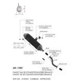 Leovince Fantic Motor XE 50 COMPETITION/PERFORMANCE - XM 50 COMPETITION/PERFORMANCE X-FIGHT CARBON FIBER 17007