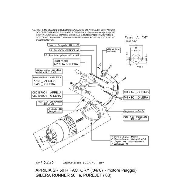 Leovince Aprilia SR 50 R FACTORY Piaggio engine TOURING
