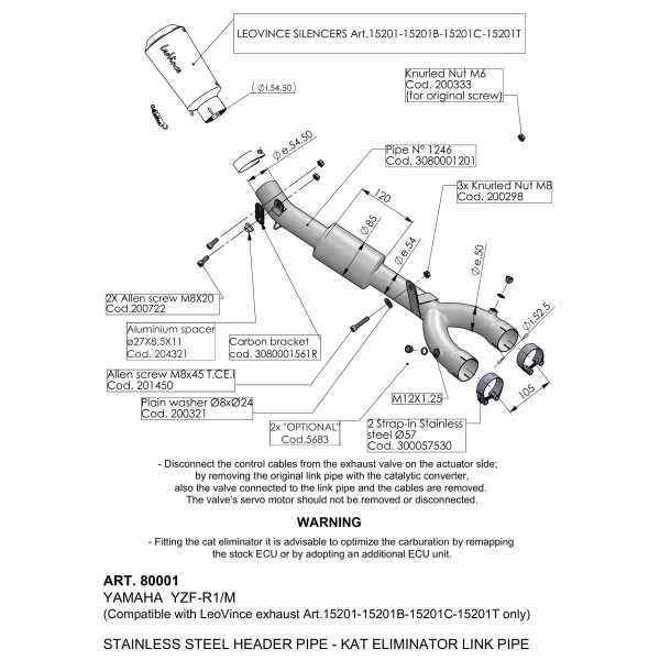 Leovince Tubo Descatalizador Yamaha YZF-R1/M