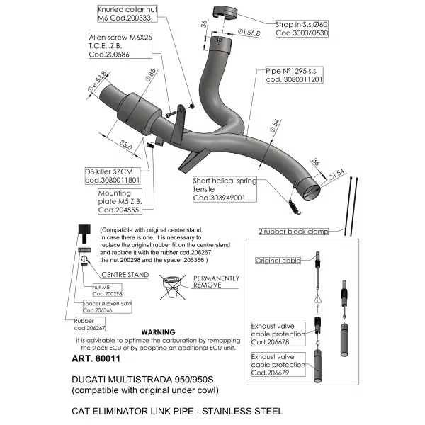 Leovince De-Cat Pipe Ducati MULTISTRADA 950/S