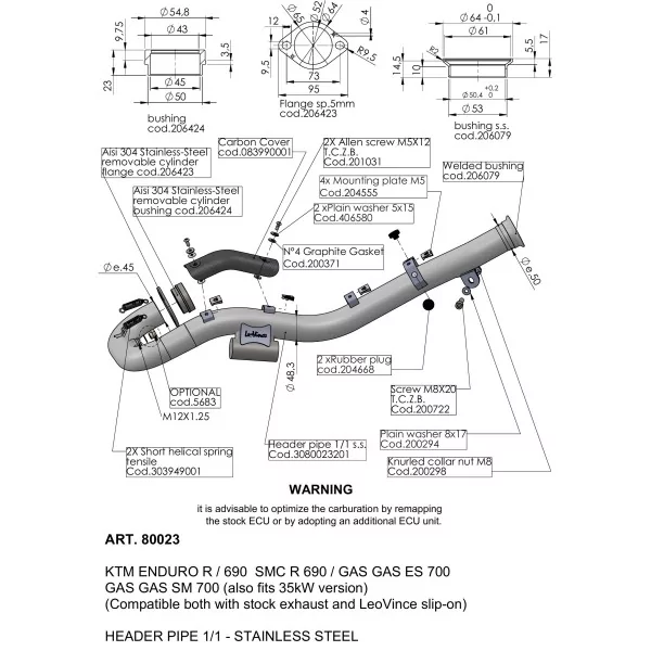 Leovince Racing Header Kit Ktm 690 ENDURO R