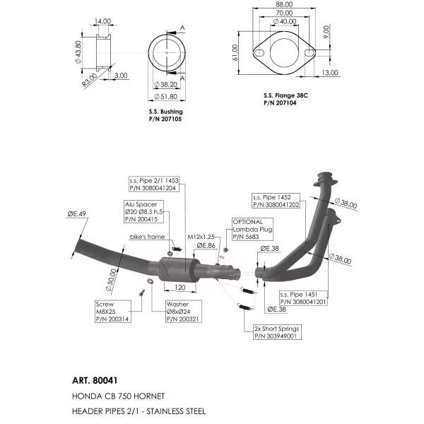 Leovince Kit Collecteurs Racing Honda CB 750 HORNET