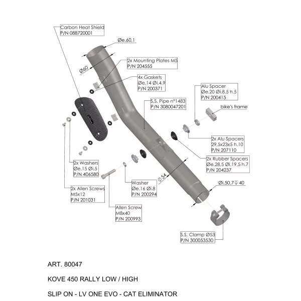 Leovince Decatalizzatore No Kat Kove 450 RALLY LOW/HIGH
