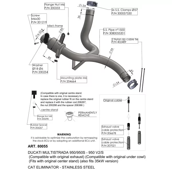 Leovince Decatalizzatore No Kat Ducati MULTISTRADA 950 V2/S