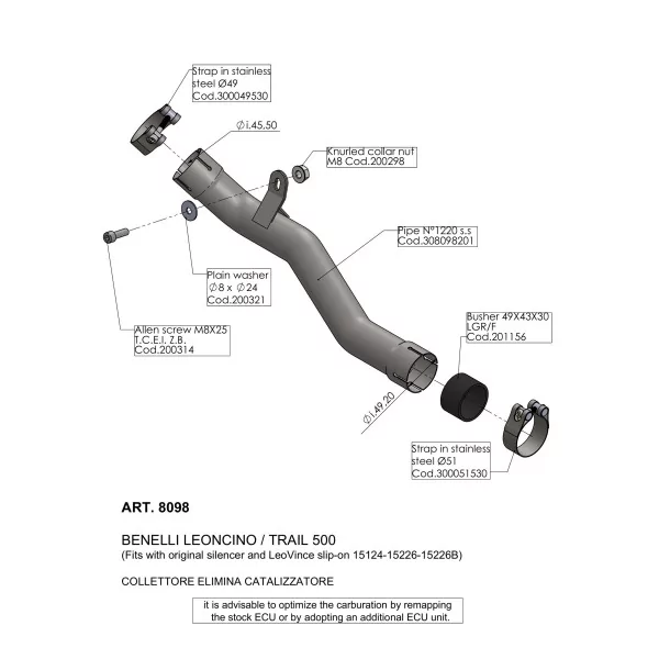 Leovince No Kat Dacatalyzer Benelli Leoncino 500