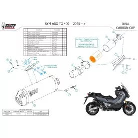 Mivv OVAL Schwarz Carbon-Endkappe Sym ADX TG 400 SY.004.LVC + ACC.077.A1