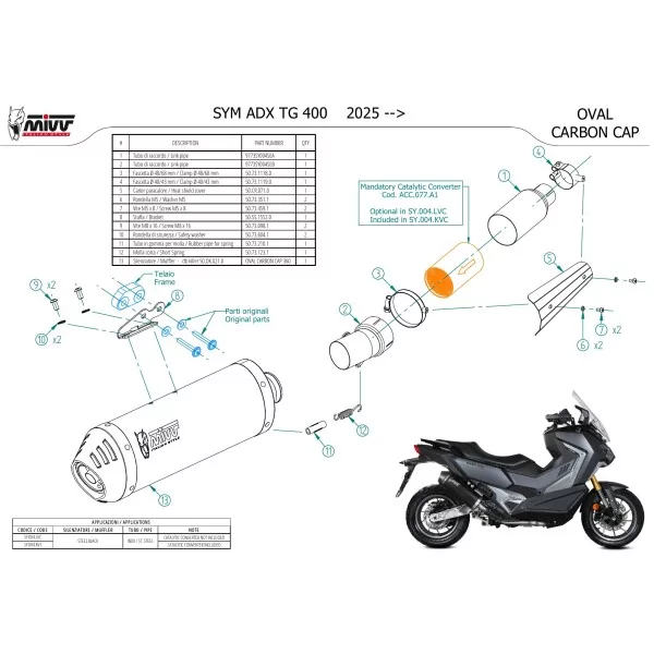 Mivv OVAL Schwarz Carbon-Endkappe Sym ADX TG 400