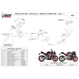 Mivv Echappement Sport Complet Carbone Aprilia TUONO 660 A.013.SM3C