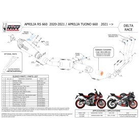 Mivv Sport Exhaust Full System Carbon Aprilia TUONO 660 A.013.LDRC + ACC.045.A1