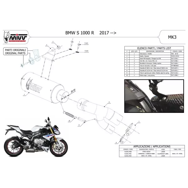 Mivv MK3 Carbono Bmw S 1000 R