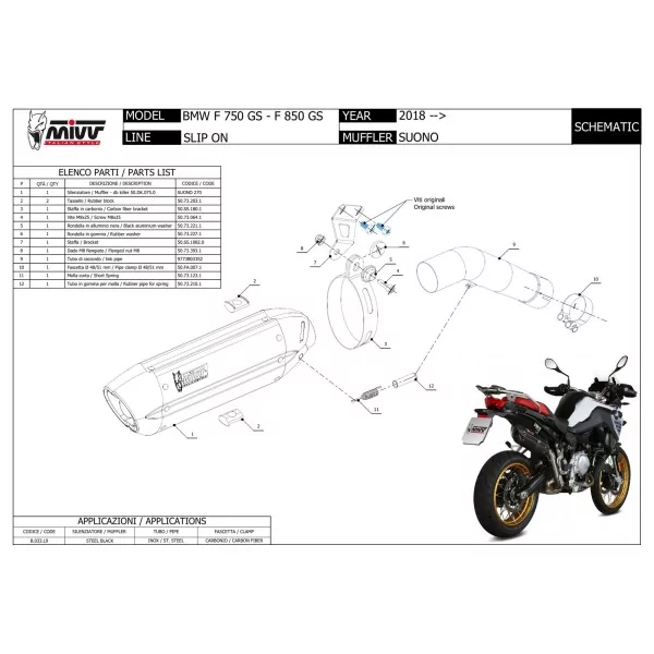 Mivv SUONO Noir Bmw F 850 GS