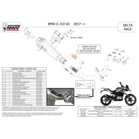 Mivv Komplette Sport-Auspuffanlage Schwarz Bmw G 310 GS B.035.LDRB + ACC.042.A1