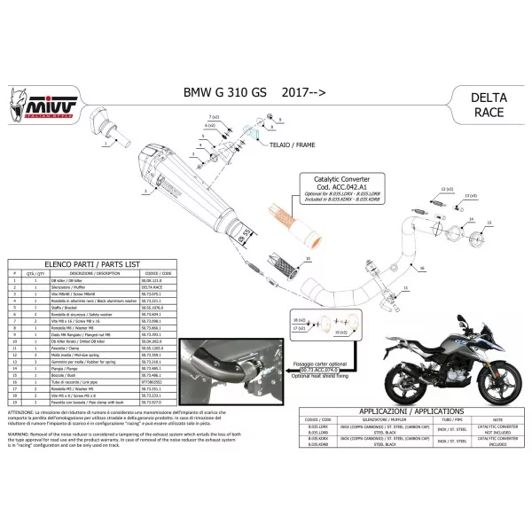 Mivv Sport Exhaust Full System Black Bmw G 310 GS