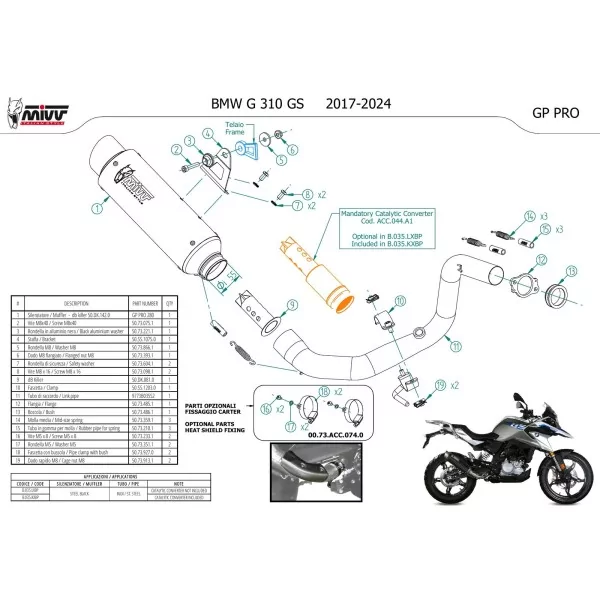 Mivv Sport Exhaust Full System Black Bmw G 310 GS