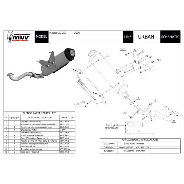 Mivv Echappement Sport Complet Inox Piaggio X9 250