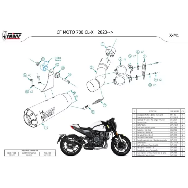 Mivv X-M1 Black CFMOTO 700 CL-X