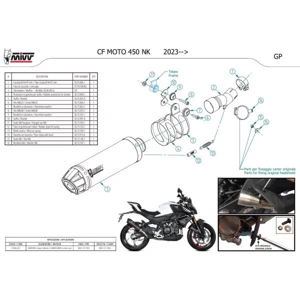 Mivv GP Carbon Carbon-Endkappe CFMOTO 450NK