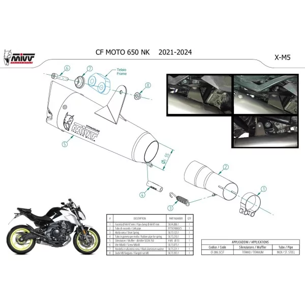 Mivv X-M5 Titanio CFMOTO 650NK