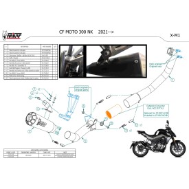 Mivv Sport Exhaust Full System Black CF Moto 300NK CF.007.LC4B + ACC.077.A1